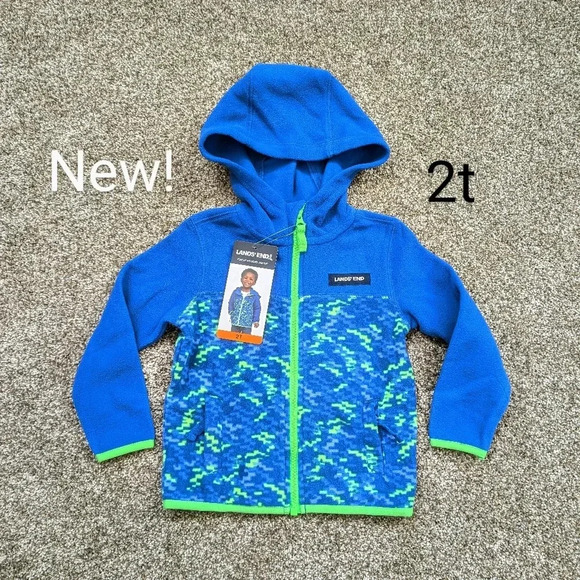 ⭐2/$25⭐New 2t Lands End fleece full zip hooded jacket - Picture 1 of 4